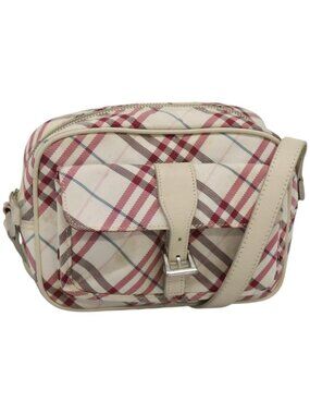 BURBERRY Nova Check Blue Label Shoulder Bag Nylon Red